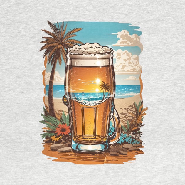 Beer and Beach Lover Shirt and Sticker by adcastaway